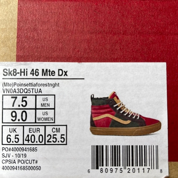 Vans Sk8-Hi 46 MTE Dx Poinsettia /Forest Night sneakers WMNS boots - Picture 16 of 16